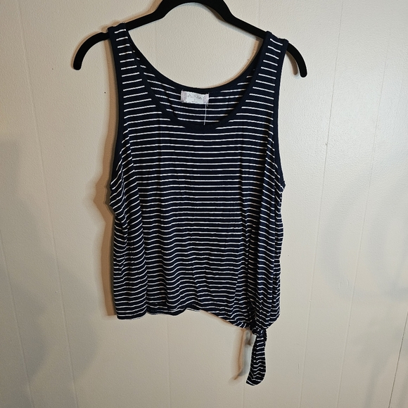 Altar'd State Tops - Altar'd State Navy Blue And White Striped Side Tie Tank Top